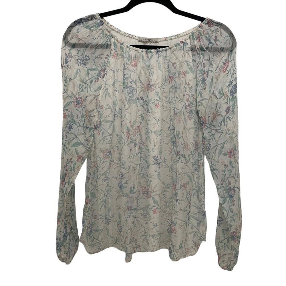 Viola Borghi Floral Top Womens S Lightweight Sheer‎ Cottagecore Made in Italy